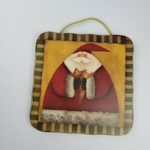 Fiddlestix Old World Santa Claus Stars Folk Art Picture Wood Plaque Wall Hanging